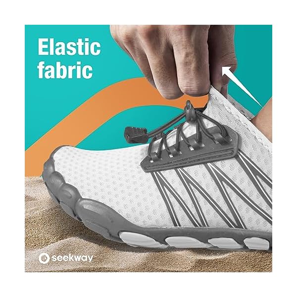 SEEKWAY Water Shoes Men Women Adult Quick-Dry Aqua Sock Barefoot for Beach Swim River Pool Lake Hiking Kayaking Surfing SP001 407White Size 7.5W/6.5M - Image 5