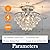 YYJLX Modern E26 Small Crystal Chandelier Semi Flush Mount Ceiling Light Fixture Silver Ceiling Lamp for Hallway Bedroom Bathroom Closet Bedroom Foyer ?Chrome?