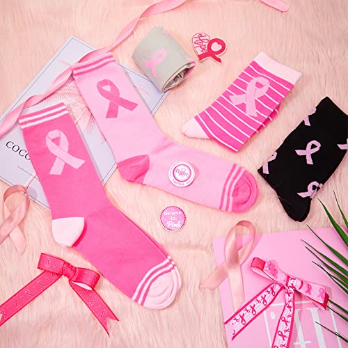 Hercicy Pink Ribbon Crew Sock 12 Styles Breast Cancer Awareness Socks Bulk Women Gifts4