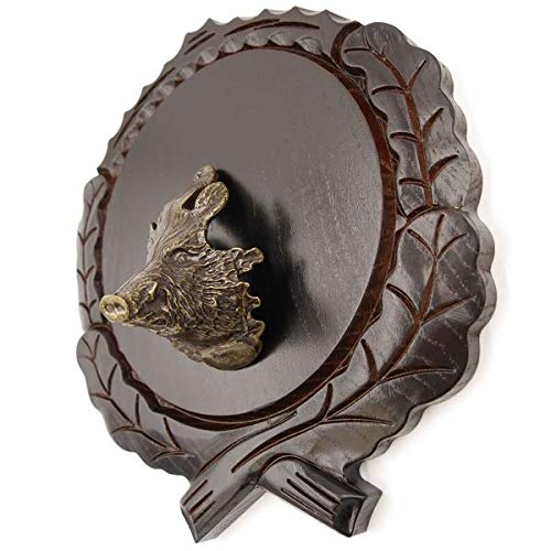 Placa de cuña tallada oscura AF 17,5 cm con 1 pieza de cabeza de cuña pequeña placa cuña, tabla de especias, cartel trofeo.