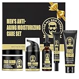 Men's Anti-Aging Care Set - Mens Skincare Set - Day/Night Moisturizer, Eye Cream & Anti-Wrinkle Serum - Gift-Ready Skincare Kit for Men - Combat Fine Lines & Revitalize Skin-5PCS