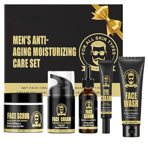 Men's Anti-Aging Care Set - Mens Skincare Set - Day/Night Moistur...