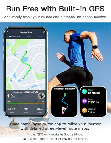Image of Smart Watches for Men Women with GPS Built-in, Answer /Make Calls, 1.95 inch Smartwatch for iPhone /Android Phones, Fitness Watch with Heart Rate /Sleep Monitor 100+ Sports Modes Waterproof (Black /Gold)