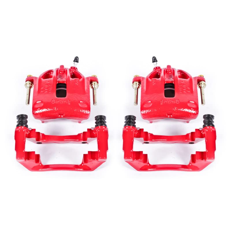 Image of PowerStop Front Red Powder Coated Brake Caliper Pair for BMW 318i 1991 |318is 1991 |325 1986-88 |325e 1984-87 |325es 1986-87 |BMW 325i 1987-91 - High-Temp Brake Caliper Upgrade, S1138