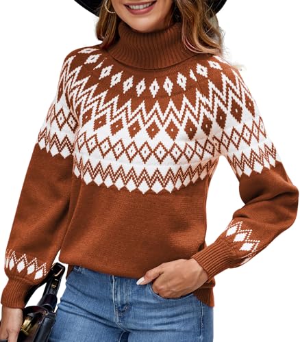 SEAFORM Women's Turtleneck Sweaters Pullover Casual Long Sleeve W...
