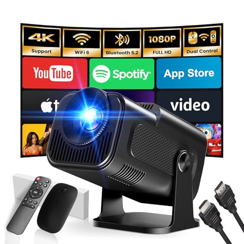[App Integrada] 2025 Upgraded Proyector Portátil 1920x1080P 4K Supote Videoproyector Dual Control TV...