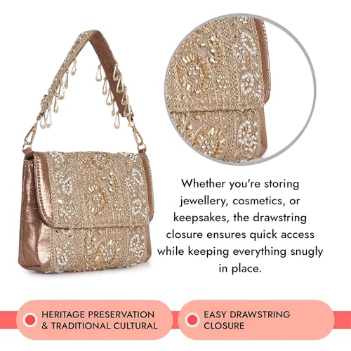 Image of Nevis Stylish Embroidery Unique Design Traditional Wedding Party Handheld Potli Bag For Women
