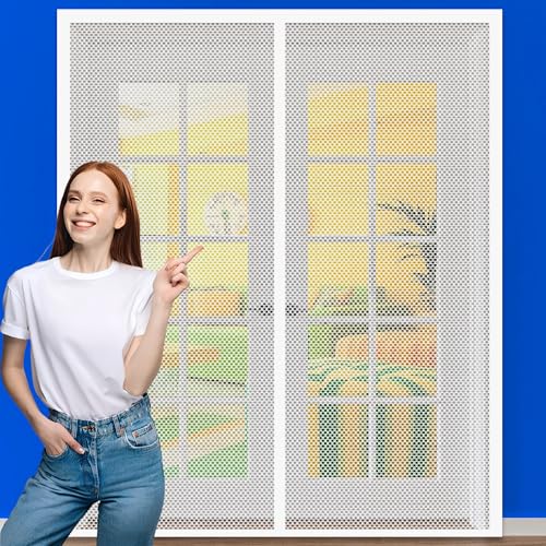Moustiquaire pour porte de balcon ventilée et aimantée en blanc