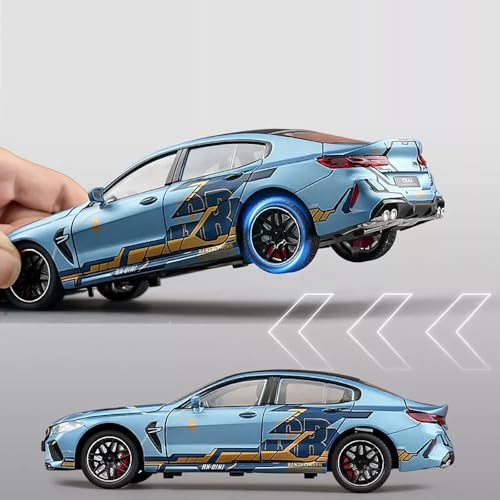 Image of 1:24 M8 Model Cars M8 Toy Car Die Cast Metal with Light Sound Pullback Openable Door Cars Toy, Blue
