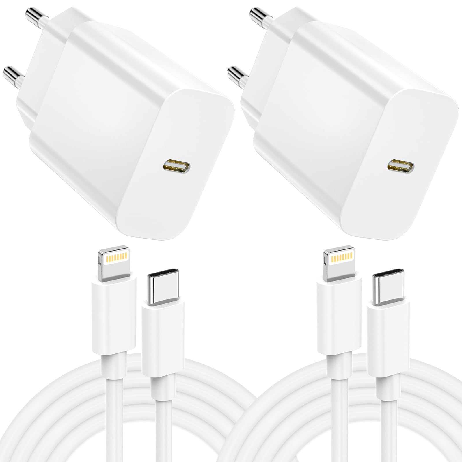 25W Caricatore iPhone Originale Apple MFi,Caricabatterie iPhone Caricatore Rapido per iPhone 14 13 12 11 Pro Max/Mini/XS/X/8, USBC Alimentatore Presa USB C Spinotto con 2M Cavo Ricarica Rapida