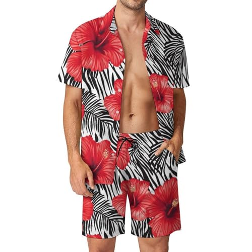 Conjunto tropical para hombre de camisa Hibiscus y pantalón para vacaciones de playa