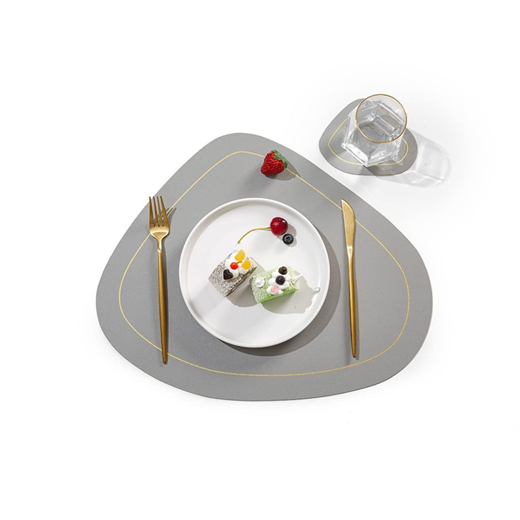 IANSHFKN Oval PU Leather Placemat Table Mat Home Hotel Western 6 Pcs Kitchen Accessorie