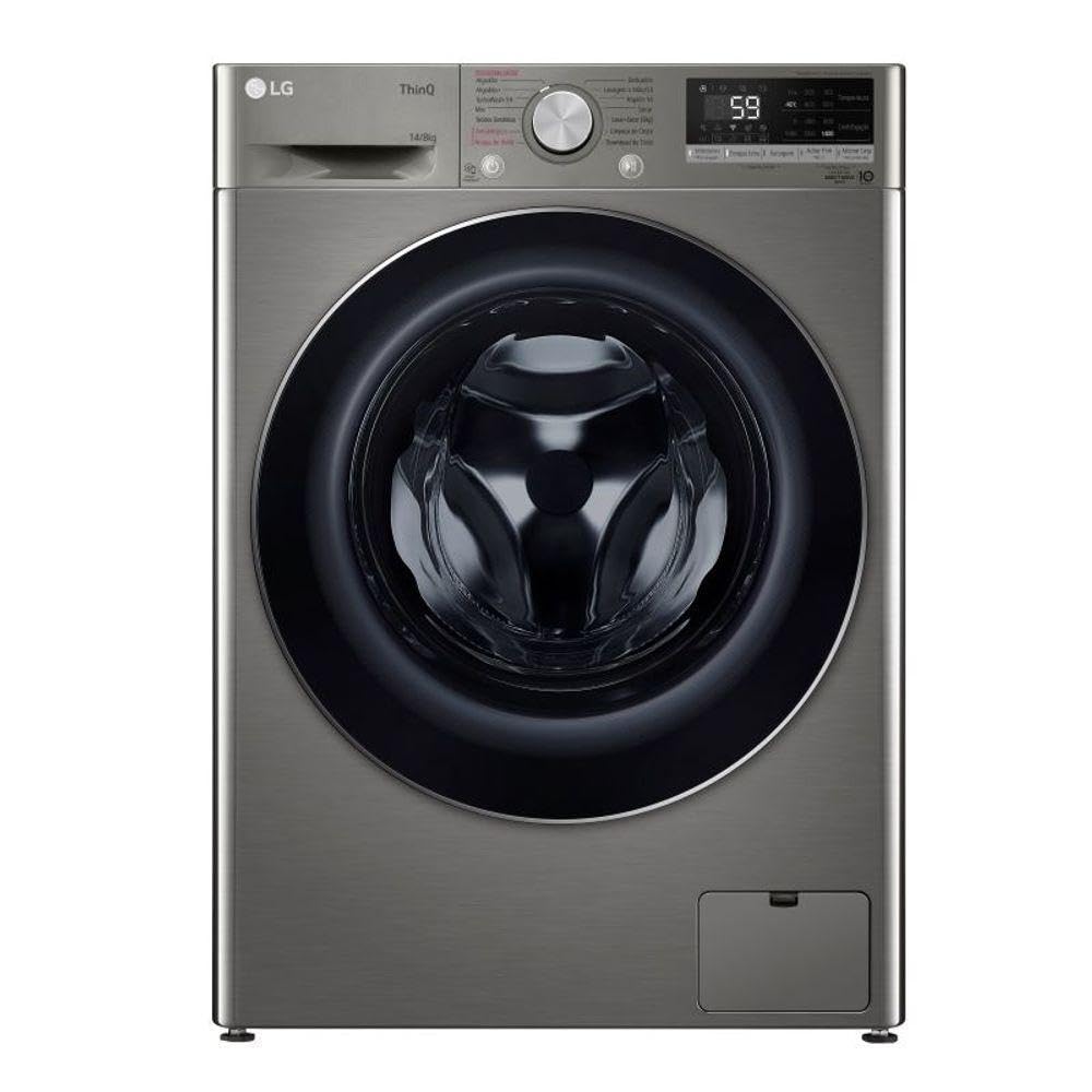 LG ThinQ VC4 Lava e Seca Inox Look Frontal 14 kg 60 x 66 x 85 cm com Inteligência Artificial AIDD TurboWash 59 e Vapor 110V Touch