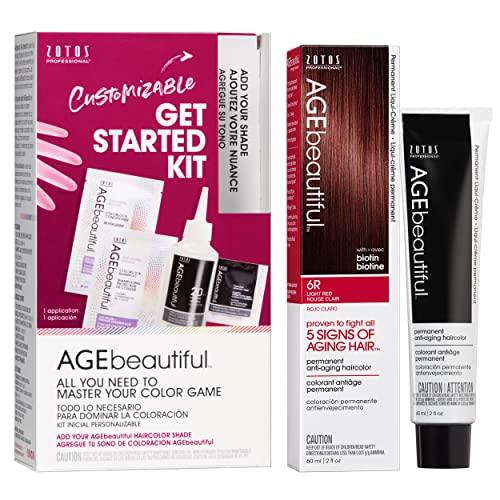 Image of AGE beautiful Permanent Hair Color Cream, 100% Gray Coverage Hair Dye with Biotin Anti-Aging Formula for Fuller, Thicker Hair, Professional Salon Quality