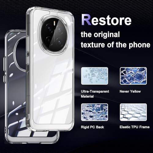 Image of Case for Honor Magic 7 Pro, Military Grade Drop Protection Phone Case, Yellowing Resistant, Anti-Scratch Hard PC Back, Shockproof Hard Ultra-Thin Protective Cover, Clear