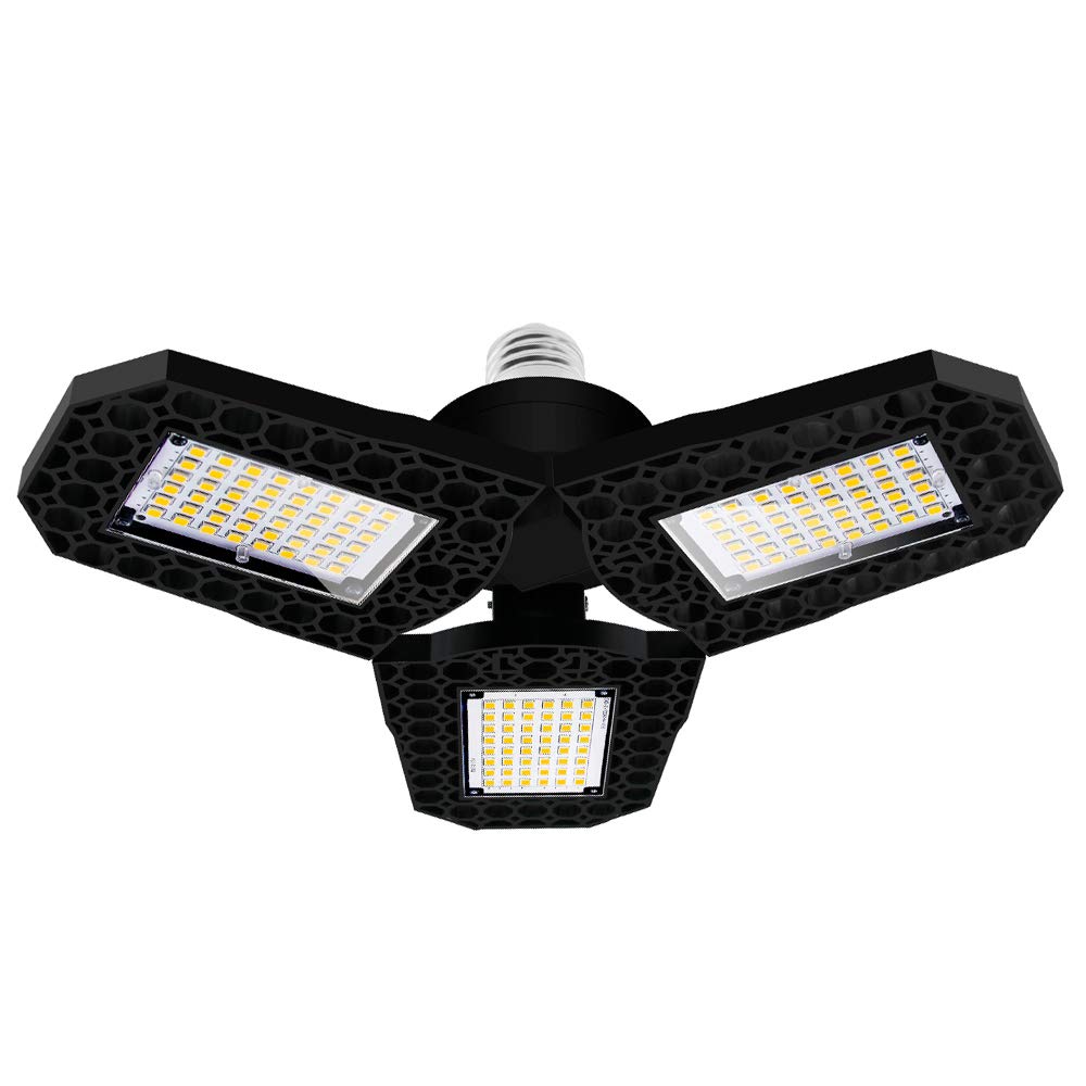 Éclairage de garage déformable LED E27 LIXADA avec plafonnier à trois lames orientables 6000K - 8