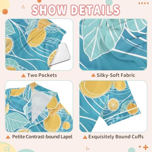 senya Mint and Lemon Satin Summer Pajama Sets Silk Short Sleeve Button Down Sleepwear3