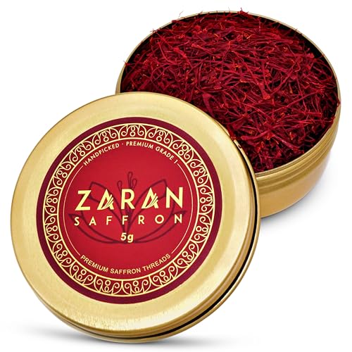 Zaran Saffron, Superior Saffron Threads (Super Negin) Premium grade Saffron Spice for Paella, Risotto, Tea's, and all Culinary Uses (5 Grams)