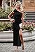PRETTYGARDEN Women's Summer One Shoulder Long Formal Dresses Sleeveless Ruched Bodycon Wedding Guest Slit Maxi Dress (Black,Large)