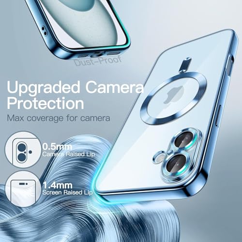 Image of VONZEE Electroplated Transparent Clear Logo TPU Case Compatible with iPhone 16 Plus, MagSafe Compatible Magnetic Cover, Full Protection, Camera Lens Protection, Slim Shockproof Phone Case, Sierra