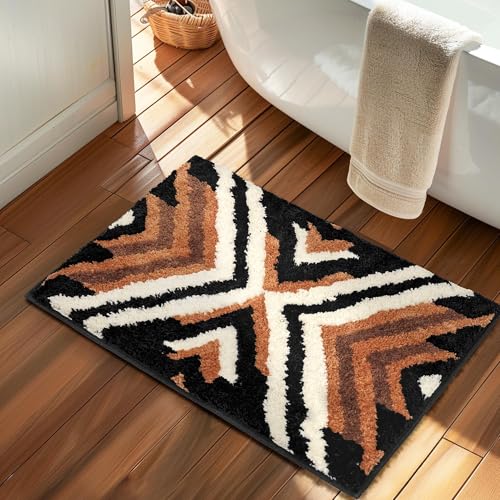 Tyrot Black Boho Small Bathroom Rugs Non Slip Washable Western Az...