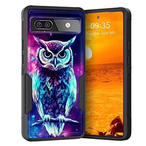 KJFHDJFDH for Pixel 7 Pro Case,Dual Layer Hybrid Heavy Duty Rugged Shockproof Hard PC +Soft Silicone Protective Case for Google Pixel 7 Pro 5G 6.7”,Galaxy Owl - image 1