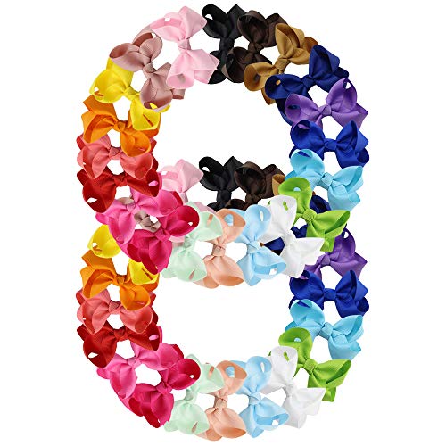 40 pcs 3" hair bows Grosgrain Ribbon alligator clips bow barrettes for girls&baby