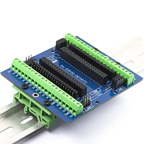 Image of for ESP32 Super Breakout Board DIN Rail Mount 3.81mm / 0.15 inch Terminal GPIO Expansion Board 3 Types Output for ESP32 Module ESP-WROOM-32 ESP32-DevKitC Blue