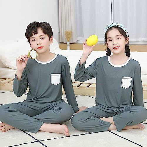 Kids Cotton 𝐏ajamas Set Boys Girls 𝐒leepwear Loose Fit 𝐋ounge𝐰ear Toddler 𝐍ight𝐠own Long Sleeve Top Trousers4