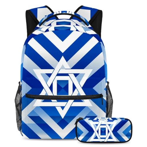 Sac à dos drapeau israélien bleu résistant pour transporter les livres scolaires