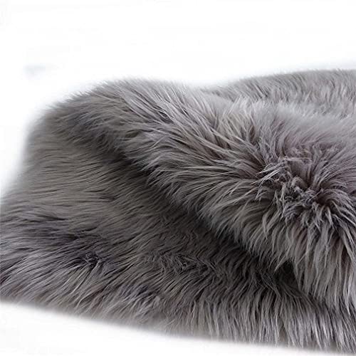 KAIHONG Faux Fur Sheepskin Style Rug (60 x 90 cm) Faux Fleece Chair Cover Seat Pad Soft Fluffy Shaggy Area Rugs For Bedroom Sofa Floor (gray - Image 4
