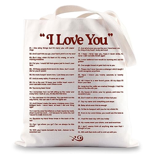 BWWKTOP Singer Album Canvas Tote Bag Singer Fans Gift Song Lyrics inspired Shoulder Bag Singer Merchandise(I love you TG)
