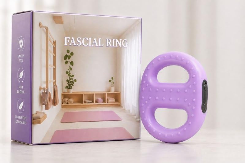 AANAHIL Fascial Ring for Deep Tissue Massage, Soft Silicone, 150g, Dual Handle, Raised Dot Texture, Purple