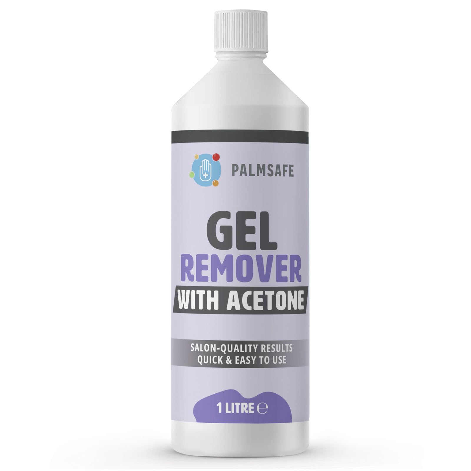 Palmsafe 1 Litre Gel Nail Polish Remover Removes Gel Polish, Acrylics, Nail Tips, UV/LED Gels, Nail Glue & More 100% Pure Acetone Professional Formula for Fast & Easy Removal