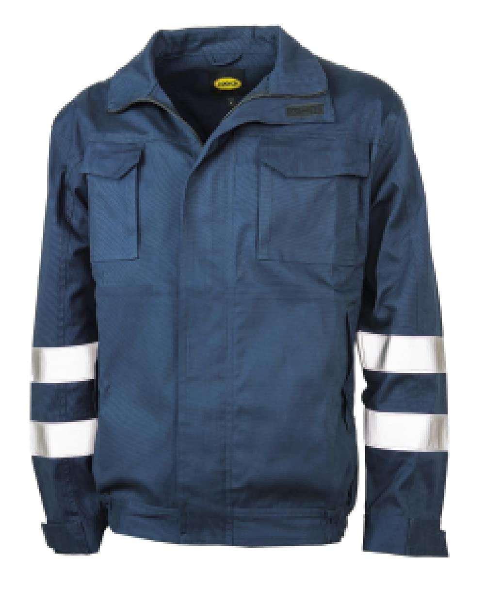 Chaqueta de trabajo ignífuga antiácido antiestático para soldadura, con bandas de talla, turquesa, M