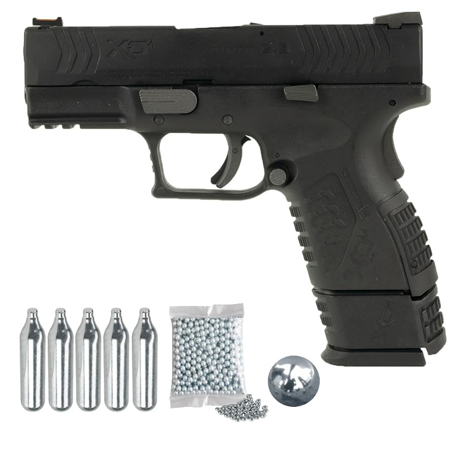 Pistola XDM 3,8" Negra blowback CO2 (4,5mm) | Pistola de Aire comprimido (Bolas de BB´s) Calibre 4,5 mm + 5co2 + 500 BB´s. Sistema Blowback