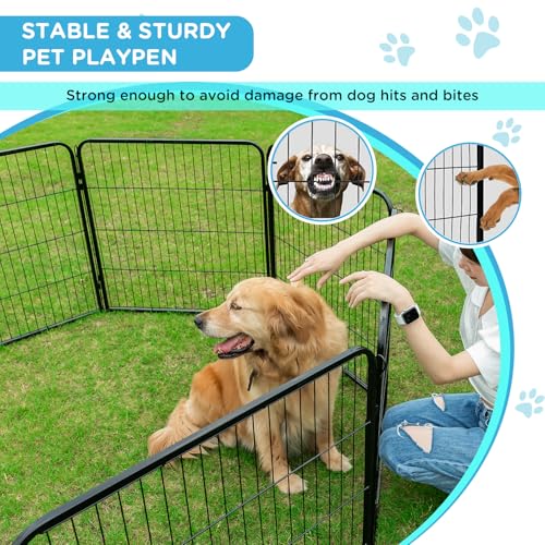Image of BestPet | Dog Playpen Extender | 32 Inch, 2 Panels | Heavy Duty Metal Pet Exercise Pen | Indoor Outdoor Fence Panels | Rust-Resistant, Removable, Tool-Free Setup | Anti-Skid, Expandable Design