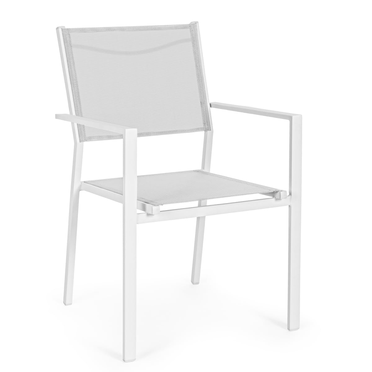 Yellowshop - HILL Set 6 sedie da giardino esterni con braccioli struttura in alluminio e textilene Antracite, Bianco o Coffee (Bianco)