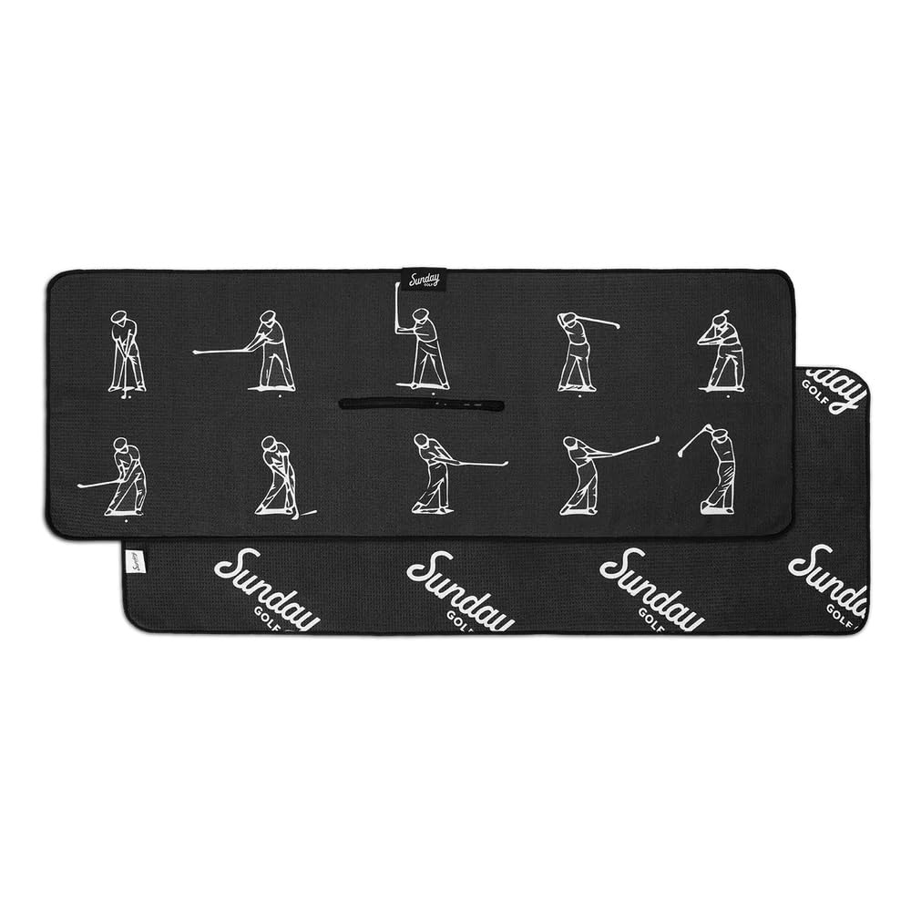 Sunday Golf Microfiber Golf Towel 14 x 40 inches| Premium Fabric | Waffle Pattern with Center Slit (Ben Hogan - Greatest Swing)