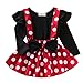 Baby Kinder Mädchen Bekleidungssets Langarm T-Shirt Tops + Polka Dot Strapsrock + Bowknot Stirnband Minnie Kleid Cosplay Weihnachten Karneval Kostüm Party Outfits Schwarz #02 3-4 Jahre