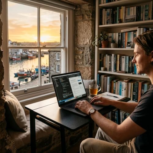 Image of Harbour Housewares Deluxe Wooden Folding Desk - Computer, Laptop Space Saving Wooden Desk, Contemporary - 80cm - Black