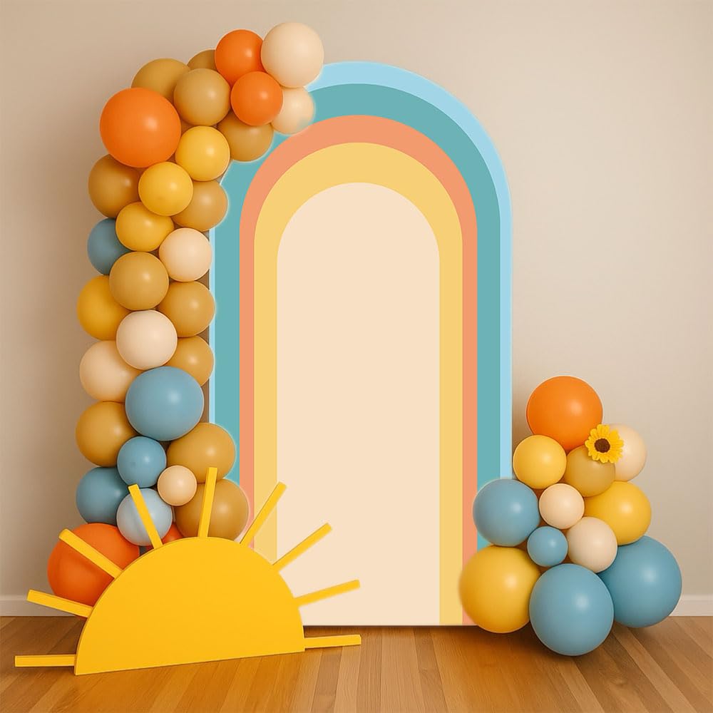 Here Comes The Son Arch Backdrop Cover Gender Neutral Boy Baby Shower Decorations Arch Stand Spandex Cover Sun Retro Sunshine Fiesta Party Decor (