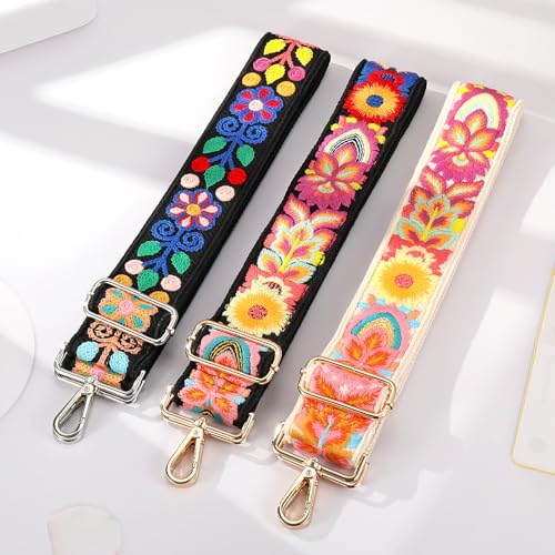 Image of Crochet Flower Purse Strap,Knit Wide Replacement Crossbody for Shoulder Strap Bag Adjustable 2inch Guitar Strap