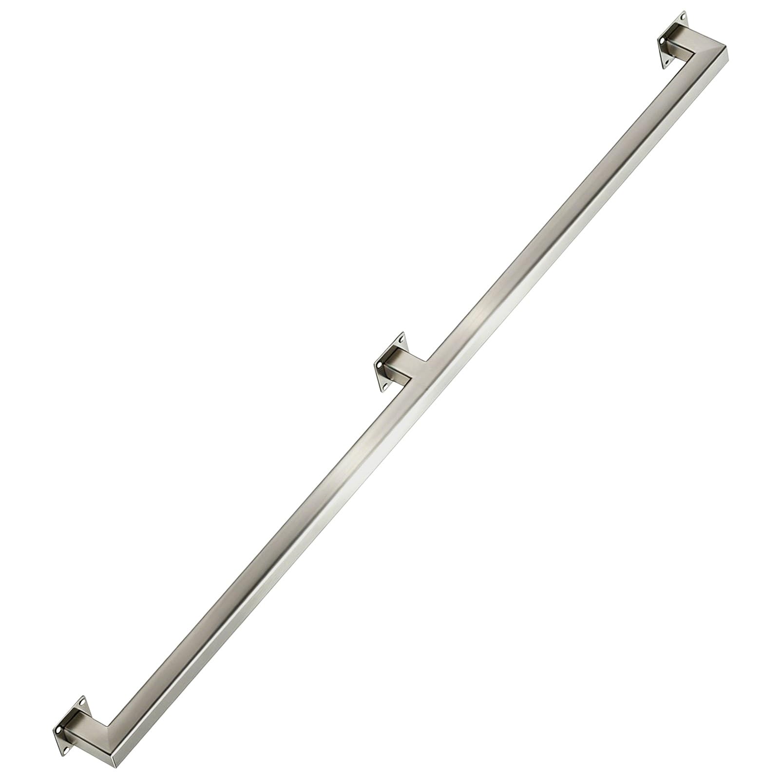 Poręcz przemysłowa z rur 30 cm-600 cm Poręcz ze szczotkowanej stali nierdzewnej Pręt wsporczy balustrady, wewnątrz Zewnętrzny uchwyt do montażu na ścianie, srebrny(3.5m)