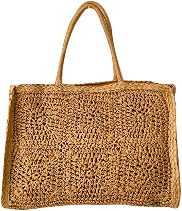 Handwoven Straw Vintage Purse Bag Bohemian Large Straw Beach Bag Chic Casual Handbag Shoulder Bag Tote Rattan Vacation Bag