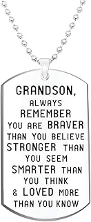 Grandson Inspirational Jewelry Necklace Gift- Always Remember You are Braver Than You Believe