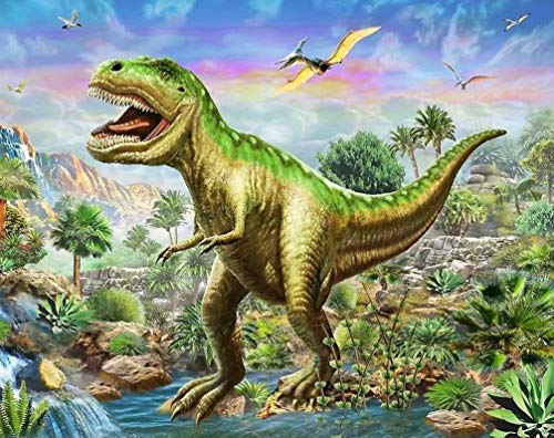LPRTALK DIY 5D Diamond Painting by Number Kit, Full Drill Diamonds Painting Dinosaur Tyrannosaurus Crystal Rhinestone Embroidery Cross Stitch Supply for Wall Decoration 14X18 inches