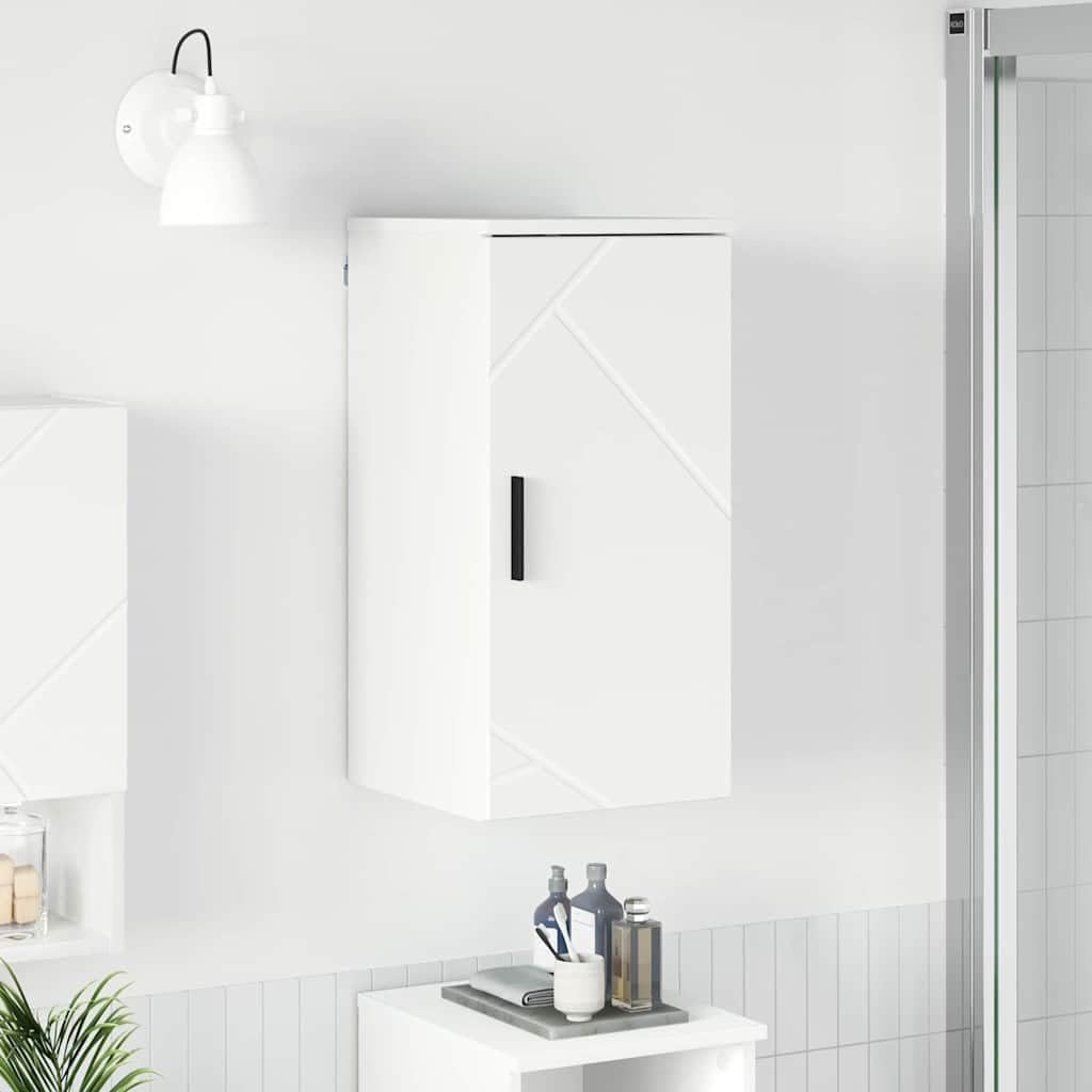 Mobile da bagno bianco moderno mobile mobile 30 x 31,5 x 61 cm, in legno e metallo, piccolo mobile da bagno con 2 ante e aste per piccoli bagni