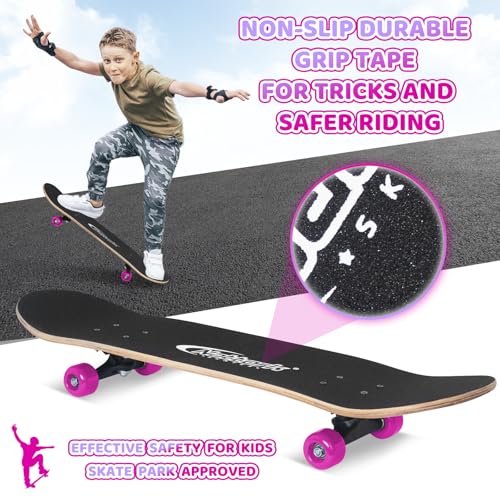 Image of Nattork 31 Inch Complete Skateboard, Standard Skateboards for Beginners, Wood 9 Layer Canadian Maple Trick Skate Boards for Boys Girls Youth Teens Adults