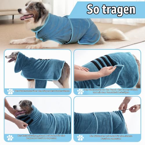 HezzLuv Hundebademantel Ultra Saugfähig Mikrofaser Hunde Trockenmantel